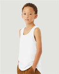 BELLA + CANVAS 3480YCVC Youth Heather CVC Tank - Solid White Blend - model side