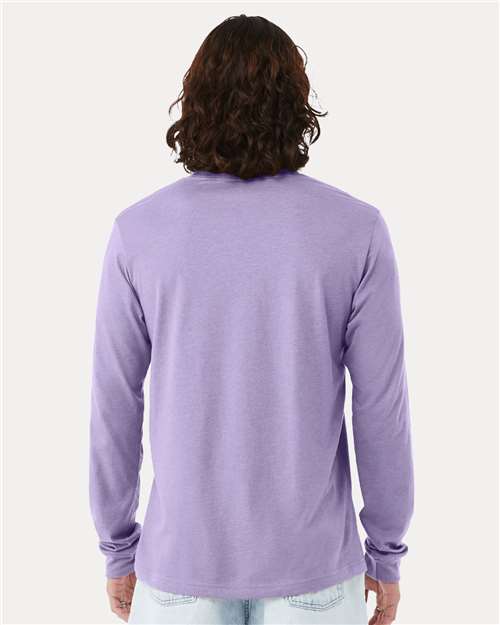 BELLA + CANVAS 3501CVC Heather CVC Long Sleeve Tee - Heather Dark Lavender - model back