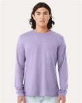 BELLA + CANVAS 3501CVC Heather CVC Long Sleeve Tee - Heather Dark Lavender - model front