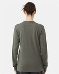 BELLA + CANVAS 3501CVC Heather CVC Long Sleeve Tee - Heather Military Green - model back