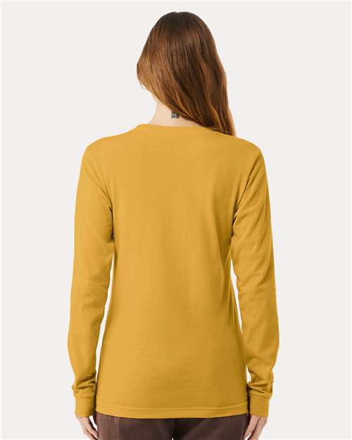 BELLA + CANVAS 3501CVC Heather CVC Long Sleeve Tee - Heather Mustard - model back