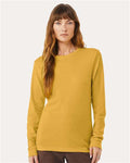 BELLA + CANVAS 3501CVC Heather CVC Long Sleeve Tee - Heather Mustard - model front