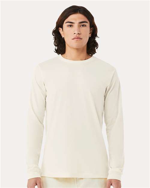 BELLA + CANVAS 3501CVC Heather CVC Long Sleeve Tee - Heather Natural - model front