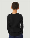 BELLA + CANVAS 3501YCVC Youth Heather CVC Long Sleeve Tee - Solid Black Blend - model back
