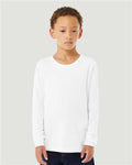BELLA + CANVAS 3501YCVC Youth Heather CVC Long Sleeve Tee - Solid White Blend - model front