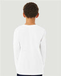 BELLA + CANVAS 3513Y Youth Triblend Long Sleeve Tee - Solid White Triblend - model back