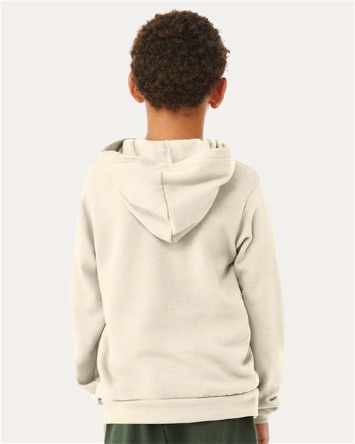 BELLA + CANVAS 3719Y Youth Sponge Fleece Hoodie Sweatshirt - Natural - model back