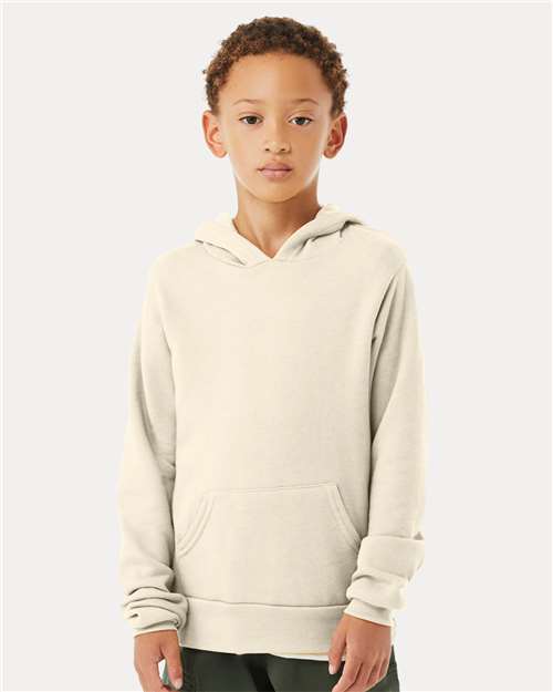 BELLA + CANVAS 3719Y Youth Sponge Fleece Hoodie Sweatshirt - Natural - model front