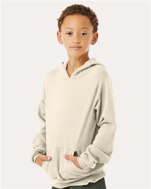 BELLA + CANVAS 3719Y Youth Sponge Fleece Hoodie Sweatshirt - Natural - model side
