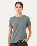 BELLA + CANVAS 6400CVC Women’s Relaxed Fit Heather CVC Tee - Heather Blue Storm - model front