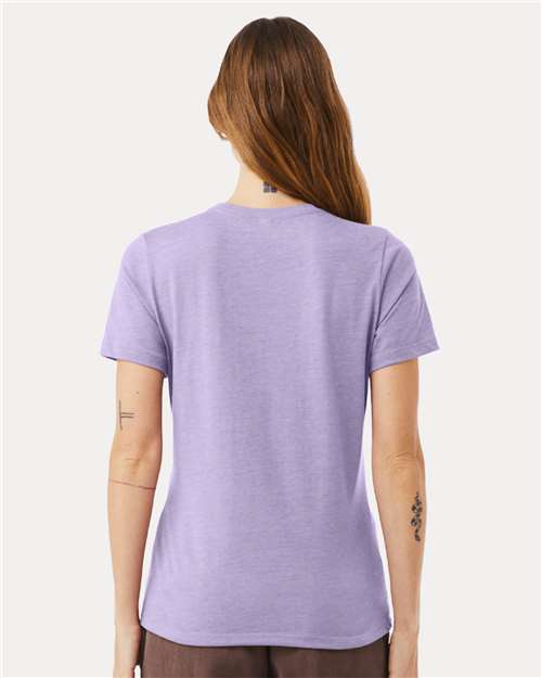 BELLA + CANVAS 6400CVC Women’s Relaxed Fit Heather CVC Tee - Heather Dark Lavender - model back
