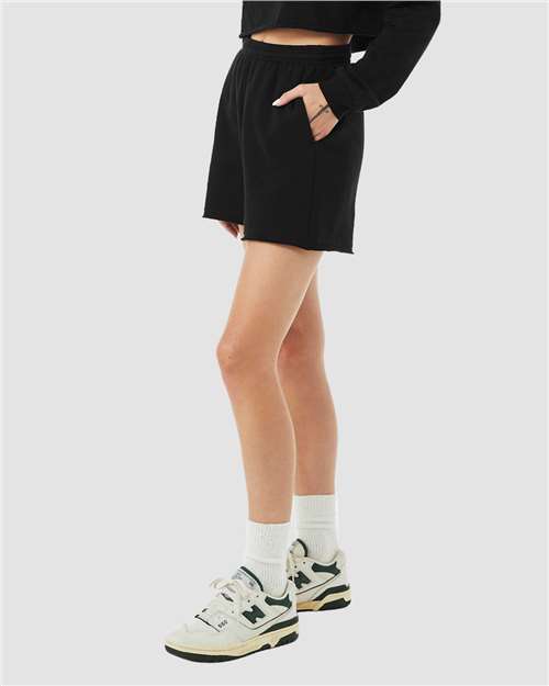 BELLA + CANVAS 3787 Women's Cutoff Shorts - Black - model side