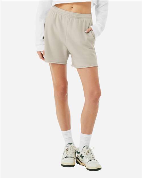 BELLA + CANVAS 3787 Women's Cutoff Shorts - Heather Dust - model front