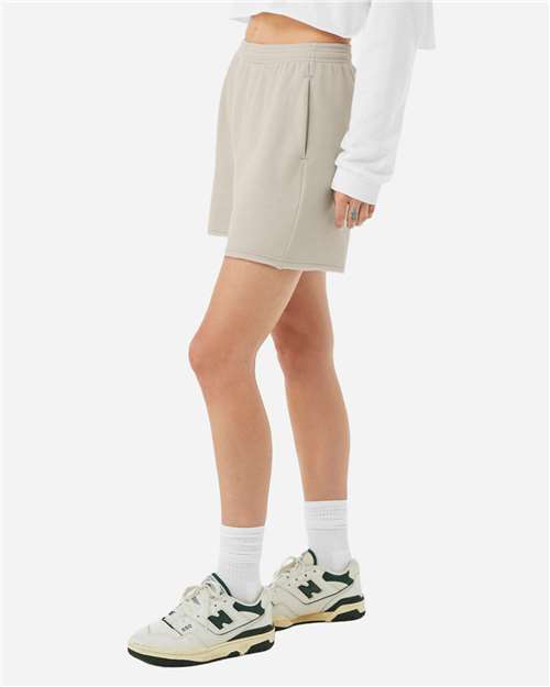 BELLA + CANVAS 3787 Women's Cutoff Shorts - Heather Dust - model side
