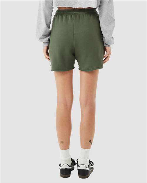 BELLA + CANVAS 3787 Women's Cutoff Shorts - Military Green - model back