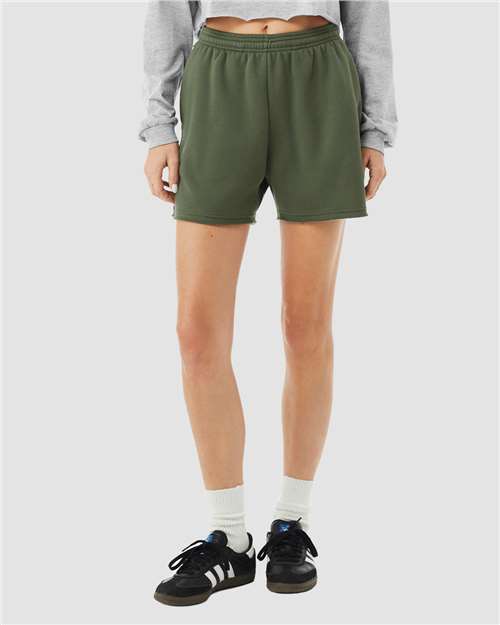 BELLA + CANVAS 3787 Women's Cutoff Shorts - Military Green - model front