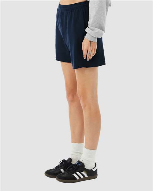 BELLA + CANVAS 3787 Women's Cutoff Shorts - Navy - model side