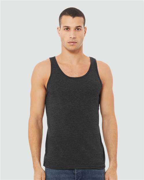 BELLA + CANVAS 3480CVC Unisex Heather CVC Tank - Dark Grey Heather - model front