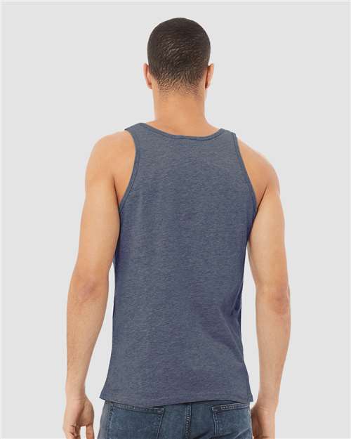 BELLA + CANVAS 3480CVC Unisex Heather CVC Tank - Heather Navy - model back