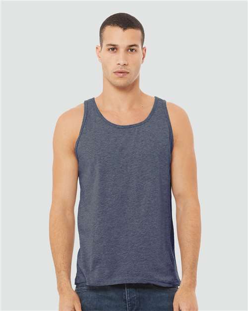 BELLA + CANVAS 3480CVC Unisex Heather CVC Tank - Heather Navy - model front