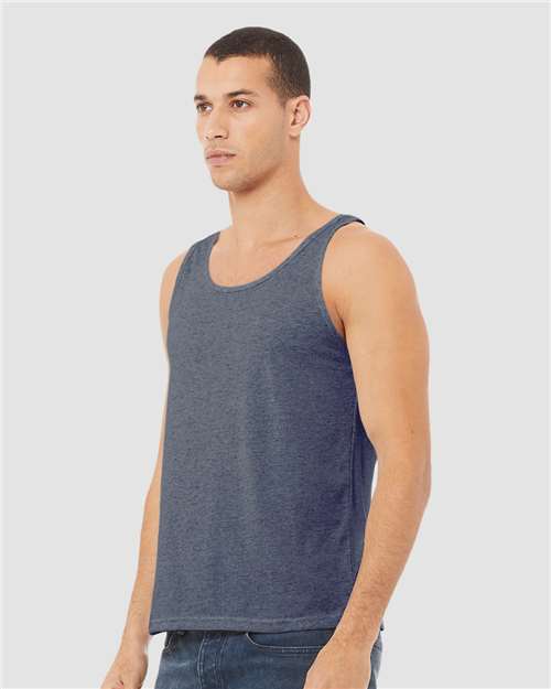 BELLA + CANVAS 3480CVC Unisex Heather CVC Tank - Heather Navy - model side