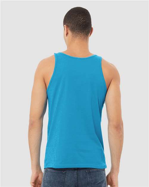 BELLA + CANVAS 3480CVC Unisex Heather CVC Tank - Neon Blue - model back