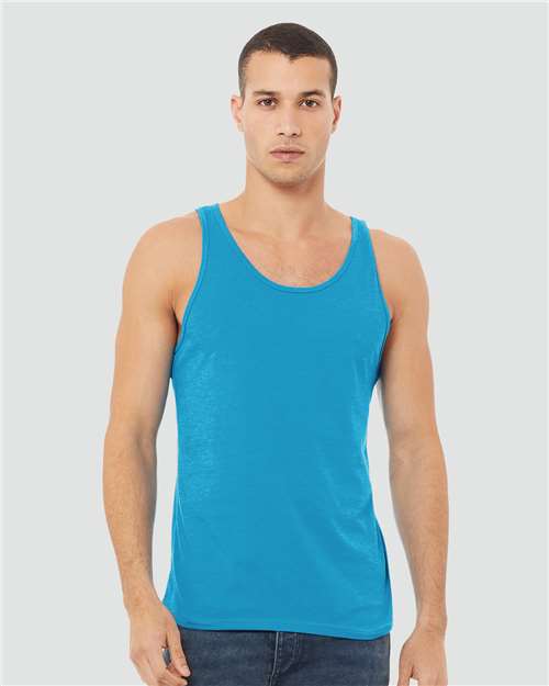 BELLA + CANVAS 3480CVC Unisex Heather CVC Tank - Neon Blue - model front