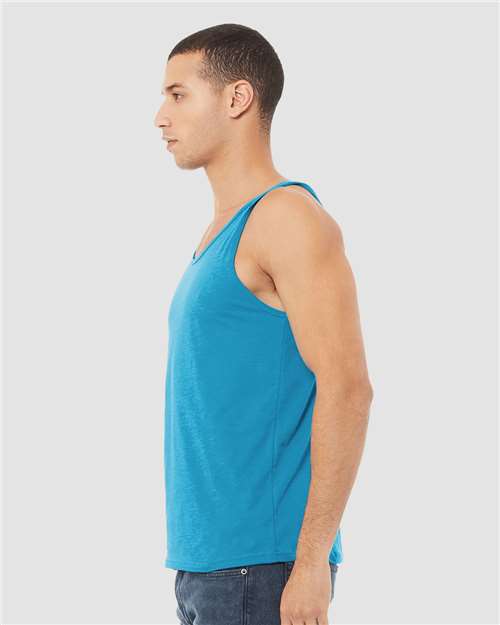 BELLA + CANVAS 3480CVC Unisex Heather CVC Tank - Neon Blue - model side