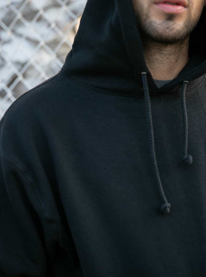 Heavyweight Hoodie in Smoke, detail view