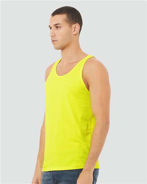 BELLA + CANVAS 3480CVC Unisex Heather CVC Tank - Neon Yellow - model side