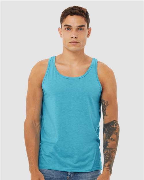 BELLA + CANVAS 3484 Unisex Triblend Tank - Aqua Triblend - model front