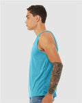 BELLA + CANVAS 3484 Unisex Triblend Tank - Aqua Triblend - model side