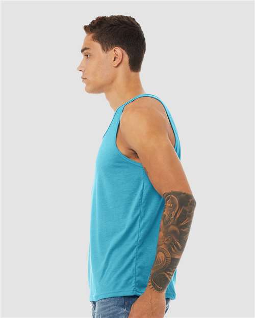 BELLA + CANVAS 3484 Unisex Triblend Tank - Aqua Triblend - model side