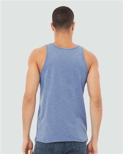 BELLA + CANVAS 3484 Unisex Triblend Tank - Blue Triblend - model back
