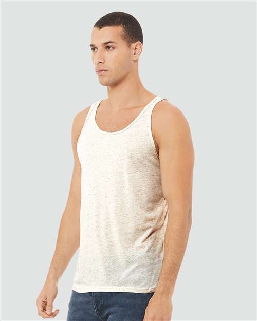 BELLA + CANVAS 3484 Unisex Triblend Tank - Oatmeal Triblend - model side