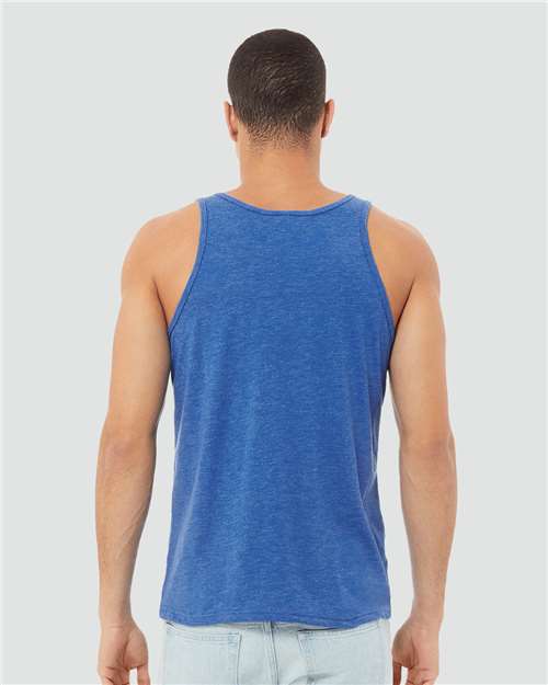 BELLA + CANVAS 3484 Unisex Triblend Tank - True Royal Triblend - model back