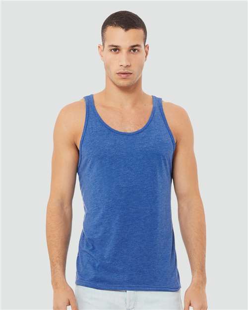 BELLA + CANVAS 3484 Unisex Triblend Tank - True Royal Triblend - model front