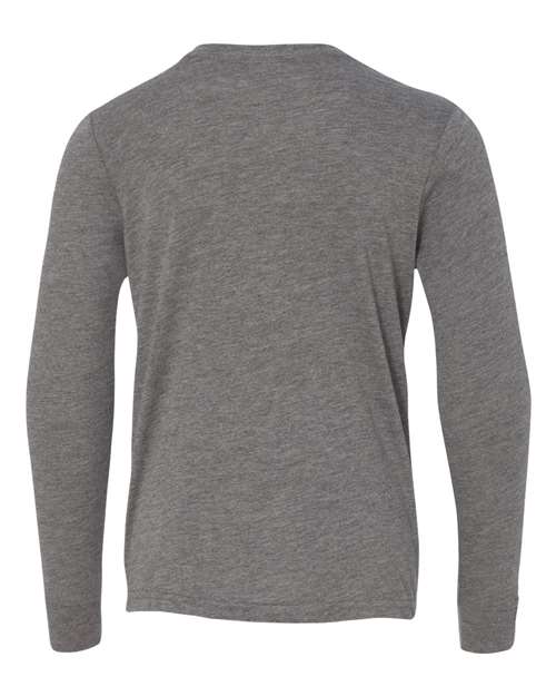 BELLA + CANVAS 3513Y Youth Triblend Long Sleeve Tee - Grey Triblend - back