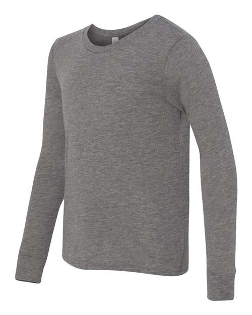 BELLA + CANVAS 3513Y Youth Triblend Long Sleeve Tee - Grey Triblend - side