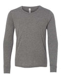 BELLA + CANVAS 3513Y Youth Triblend Long Sleeve Tee - Grey Triblend - front