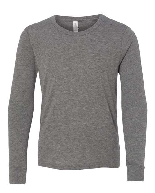 BELLA + CANVAS 3513Y Youth Triblend Long Sleeve Tee - Grey Triblend - front