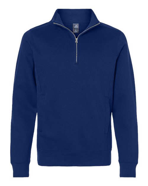 J. America 8717 Unisex Heavyweight Fleece Quarter-Zip Sweatshirt - True Navy - front