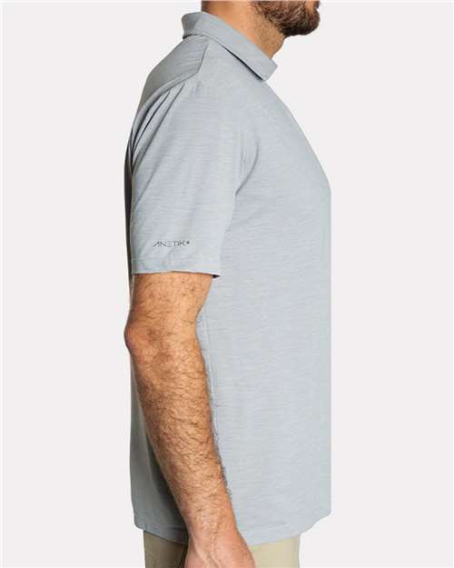 ANETIK MPLPRS0 Men's Low Pro Tech Polo - Alloy Heathered - model side