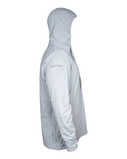 ANETIK MVLPRH8 Men's Low Pro Tech Hooded Long Sleeve T-Shirt - Alloy Heathered - side