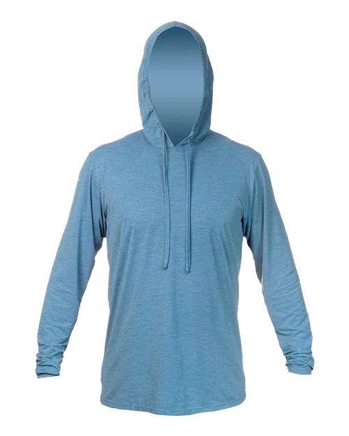 ANETIK MVLPRH8 Men's Low Pro Tech Hooded Long Sleeve T-Shirt - Bahama Heathered - front