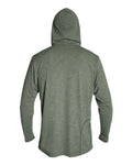 ANETIK MVLPRH8 Men's Low Pro Tech Hooded Long Sleeve T-Shirt - Dark Olive Heathered - back