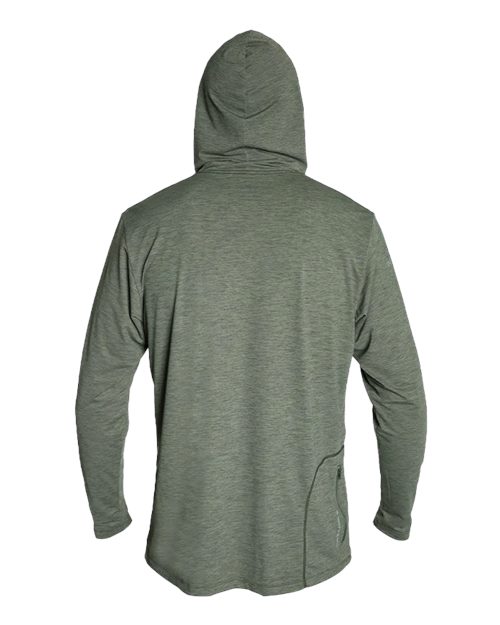 ANETIK MVLPRH8 Men's Low Pro Tech Hooded Long Sleeve T-Shirt - Dark Olive Heathered - back