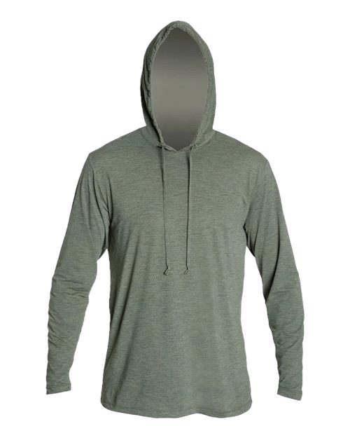 ANETIK MVLPRH8 Men's Low Pro Tech Hooded Long Sleeve T-Shirt - Dark Olive Heathered - front