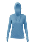 ANETIK WSBRZH0 Women's Breeze Tech Hooded Long Sleeve T-Shirt - Bahama Heathered - front