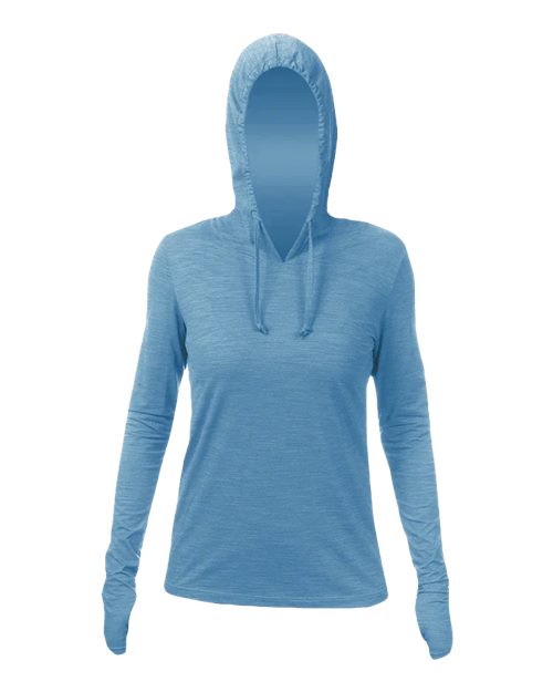 ANETIK WSBRZH0 Women's Breeze Tech Hooded Long Sleeve T-Shirt - Bahama Heathered - front